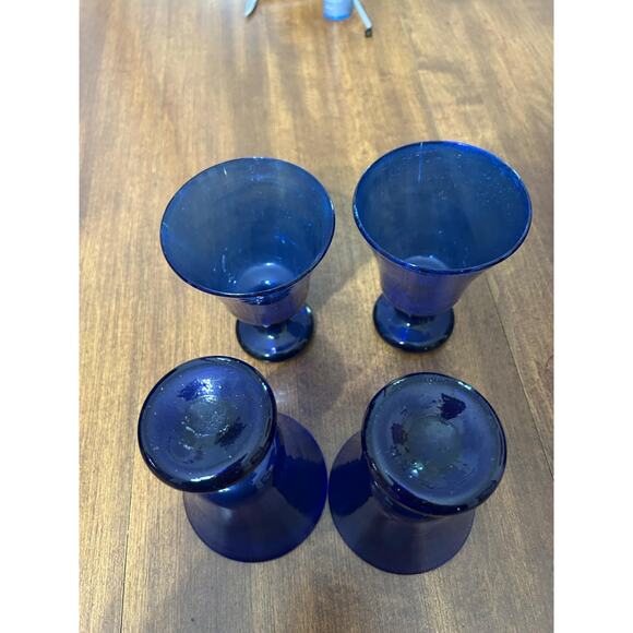 Handblown blue glasses goblets Isreal 15 pieces beautiful - Picture 4 of 11